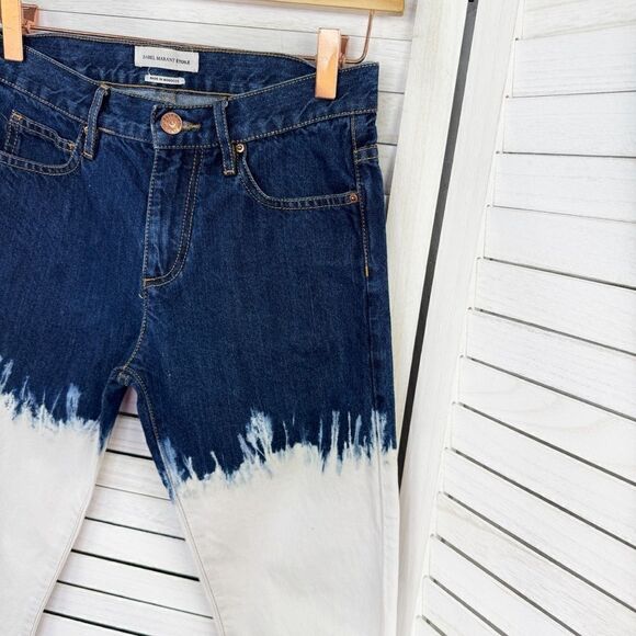 Isabel Marant Etoile Pradley Dip Dye Crop Jeans Colorblock Blue White Size 34 2 - Picture 4 of 15